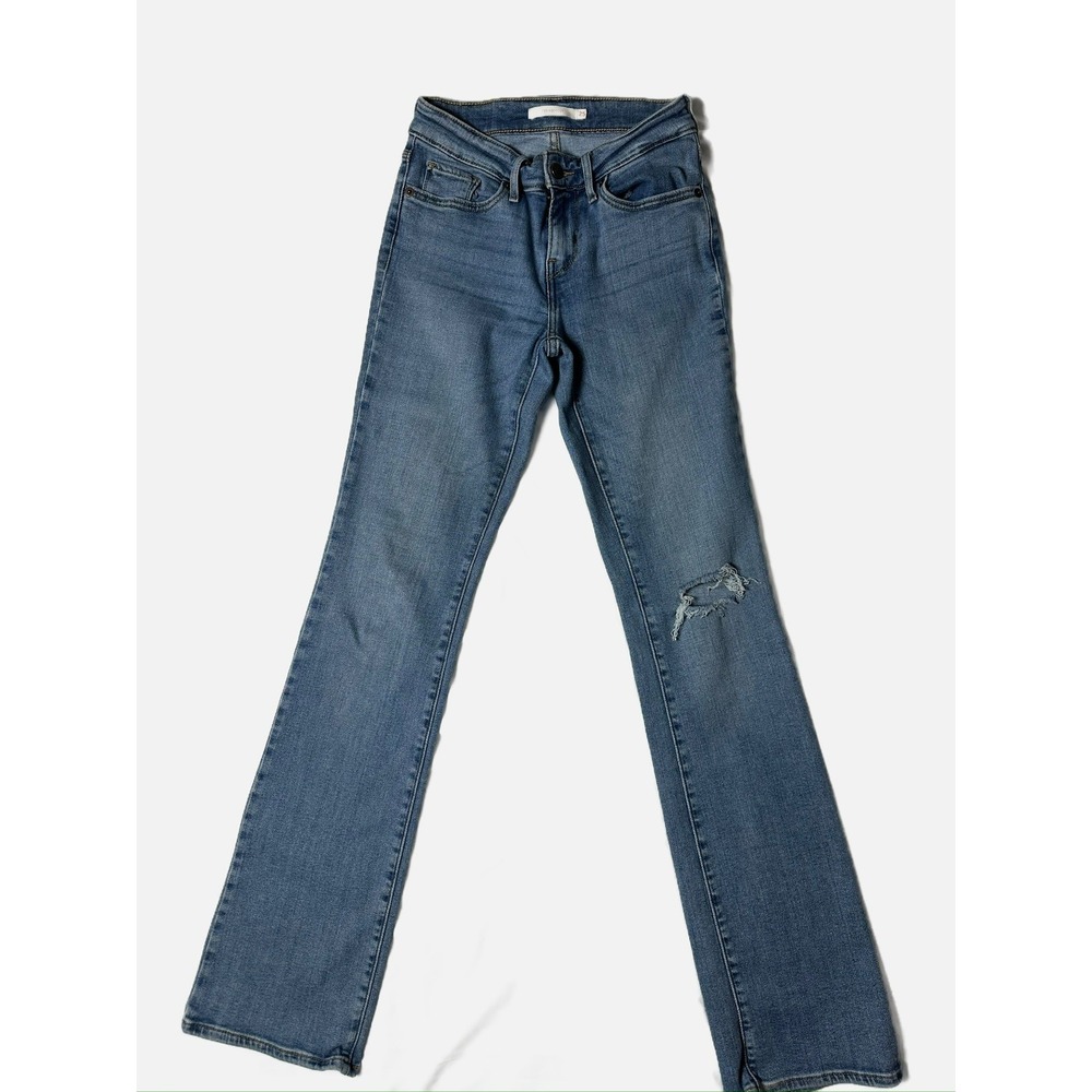 Levi's 715 Bootcut Jeans Womens Size 25 Low  to Mid Rise Distressed Denim